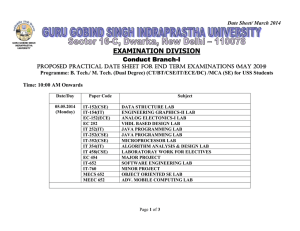 Proposed PRACTICAL Date Sheet for End Term Examinations (MAY 2014) for Programme: B. Tech./ M. Tech. (Dual Degree) (CT/BT/CSE/IT/ECE/DC) /MCA (SE) for USS Students