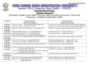Proposed THEORY Date Sheet for End Term Examinations (May-JUNE 2014) for Programme : LLB(H)/BA LLB(H)/ BBA LLB(H)