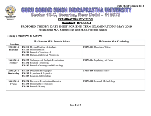 Proposed THEORY Date Sheet for End Term Examinations (MAY 2014) for Programme: M.A. Criminology and M. Sc. Forensic Science