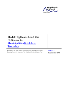 Model Highlands Land Use Ordinance for  MunicipalitiesBethlehem