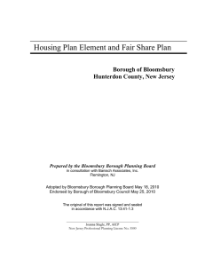 Housing Plan Element and Fair Share Plan Borough of Bloomsbury