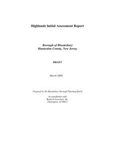 Highlands Initial Assessment Report Borough of Bloomsbury Hunterdon County, New Jersey DRAFT