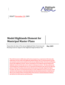   Model Highlands Element for  Municipal Master Plans  DRAFT 