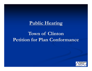Public Hearing Town of  Clinton Petition for Plan Conformance