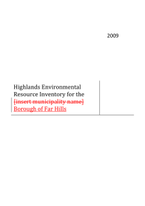 Highlands Environmental Resource Inventory for the  [insert municipality name]