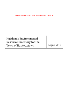 Highlands Environmental Resource Inventory for the Town of Hackettstown