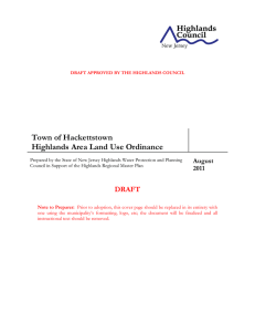 Town of Hackettstown Highlands Area Land Use Ordinance August