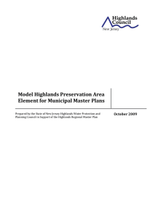 Model Highlands Preservation Area Element for Municipal Master Plans October 2009
