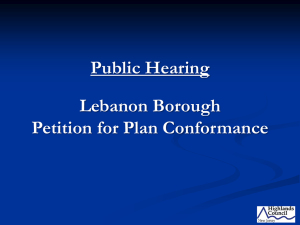 Public Hearing Lebanon Borough Petition for Plan Conformance