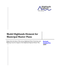   Model Highlands Element for  Municipal Master Plans  Revised: 