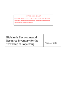 DRAFT FOR PUBLIC COMMENT  Please Note: Consistency Review and Recommendations Report prepared by Highlands 