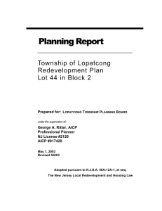 Planning Report Township of Lopatcong Redevelopment Plan