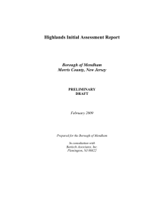 Highlands Initial Assessment Report Borough of Mendham Morris County, New Jersey PRELIMINARY