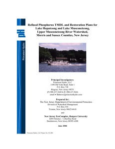 Refined Phosphorus TMDL and Restoration Plans for Upper Musconetcong River Watershed,