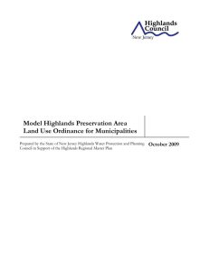 Model Highlands Preservation Area Land Use Ordinance for Municipalities  October 2009