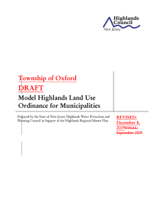 DRAFT Model Highlands Land Use Ordinance for Municipalities Township of Oxford