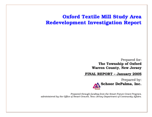 Oxford Textile Mill Study Area Redevelopment Investigation Report  Schoor DePalma, Inc