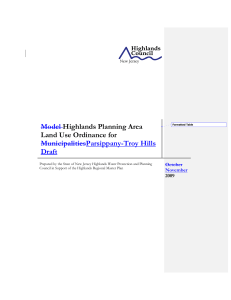 Model MunicipalitiesParsippany-Troy Hills Draft Highlands Planning Area