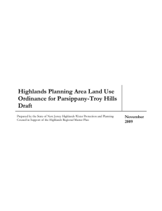 Highlands Planning Area Land Use Ordinance for Parsippany-Troy Hills Draft