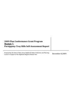 2009 Plan Conformance Grant Program  Module 7.   Parsippany­Troy Hills Self­Assessment Report  December 8,2009 