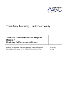    Tewksbury Township, Hunterdon County 2009 Plan Conformance Grant Program 