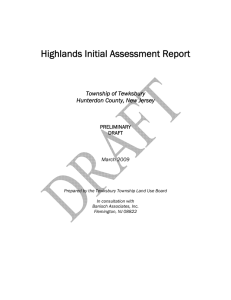 Highlands Initial Assessment Report Township of Tewksbury Hunterdon County, New Jersey PRELIMINARY