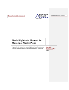   Model Highlands Element for  Municipal Master Plans  Draft For Public Comment