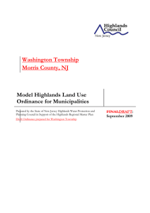 Washington Township Morris County, NJ Model Highlands Land Use Ordinance for Municipalities