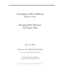 Township of West Milford Housing Plan Element Fair Share Plan