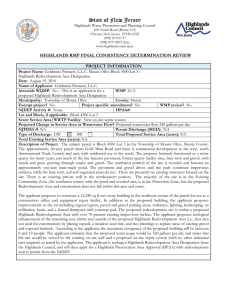 State of New Jersey  HIGHLANDS RMP FINAL CONSISTENCY DETERMINATION REVIEW PROJECT INFORMATION