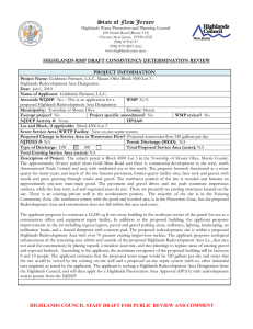 State of New Jersey  HIGHLANDS RMP DRAFT CONSISTENCY DETERMINATION REVIEW PROJECT INFORMATION