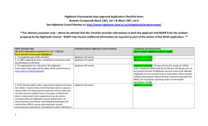 Highlands Preservation Area Approval Application Checklist Items  Borealis Compounds Block 1301, Lot 1 &amp; Block 1307, Lot 6 