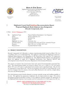 State of New Jersey Borealis Compounds, LLC Highlands Council Staff Recommendation Report