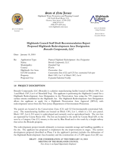 State of New Jersey Borealis Compounds, LLC Proposed Highlands Redevelopment Area Designation