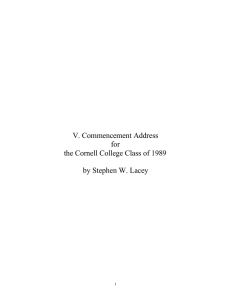 V. Commencement Address for the Cornell College Class of 1989
