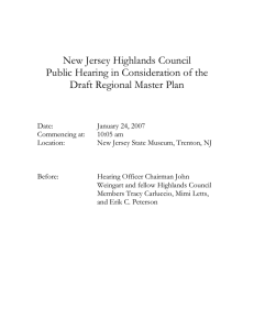 New Jersey Highlands Council Public Hearing in Consideration of the