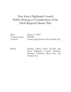 New Jersey Highlands Council Public Hearing in Consideration of the
