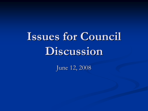 Issues for Council Discussion June 12, 2008