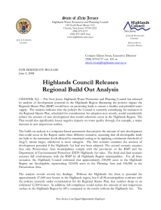 Highlands Council Releases Regional Build Out Analysis State of New Jersey