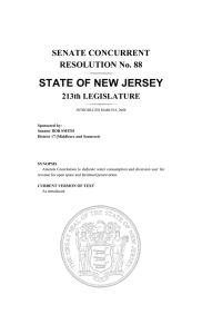 STATE OF NEW JERSEY SENATE CONCURRENT RESOLUTION No. 88 213th LEGISLATURE