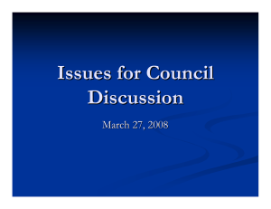 Issues for Council Discussion March 27, 2008