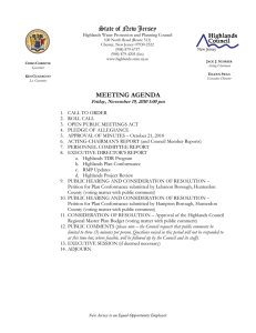 State of New Jersey MEETING AGENDA Friday, November 19, 2010 1:00 pm