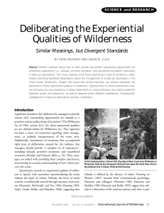 Deliberating the Experiential Qualities of Wilderness Similar Meanings, but Divergent Standards