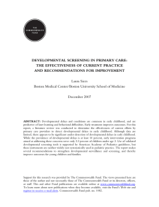 DEVELOPMENTAL SCREENING IN PRIMARY CARE: THE EFFECTIVENESS OF CURRENT PRACTICE