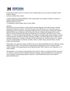 Examining the effectiveness of a health course in influencing pre-service... health in schools