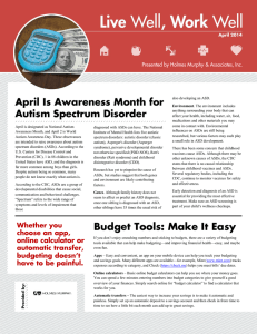 April Is Awareness Month for Autism Spectrum Disorder