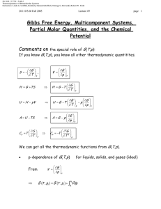 Gibbs Free Energy, Multicomponent Systems, Partial Molar Quantities, and the Chemical Potential