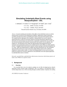 Simulating Underbelly Blast Events using Abaqus/Explicit - CEL J. Jablonski