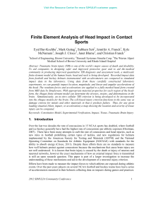 Finite Element Analysis of Head Impact in Contact Sports