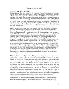7.013 Recitation 18 - 2013  Summary of Lectur es 31 and 32